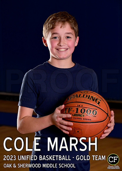 OAK SHERWOOD UNIFIED BBALL 2223 UNIFIED BASKETBALL - GOLD TEAM Marsh Cole_ Team5x7 _ Individual2(1)
